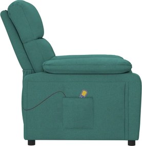 vidaXL Πολυθρόνα Μασάζ Σκούρο Πράσινο Υφασμάτινη