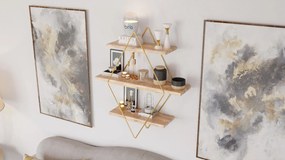 Ράφι Τοίχου Χρυσό / Καφέ PRIZMA 60x60x16