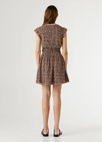 Κοντό φόρεμα με εμπριμέ σχέδιο και βολάν στα μανίκια