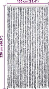 vidaXL Σήτα - Κουρτίνα Πόρτας Λευκό / Γκρι 100 x 220 εκ. από Σενίλ