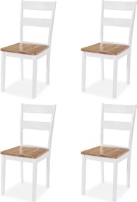 vidaXL Σετ Τραπεζαρίας 5 τεμ. Λευκό από MDF και Ξύλο Καουτσουκόδεντρου