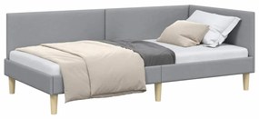 vidaXL Κρεβάτι Γωνίας Ανοιχτό γκρι 90 x 200 cm Ύφασμα και Έργο ξύλου