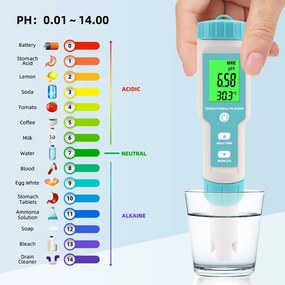 NOYAFA tester ποιότητας νερού C-600, TDS/EC/PH/SALT/S.G/ORP/0-60 °C