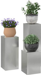 vidaXL Βάση φυτών 3 pcs Ασημί Γαλβανισμένος χάλυβας