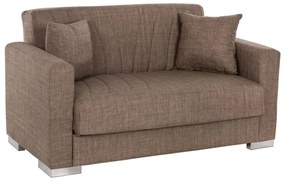 SOFABED POLYA 2-SEATER  WITH BROWN FABRIC &amp; STORAGE SPACE 144x84x77Hcm.