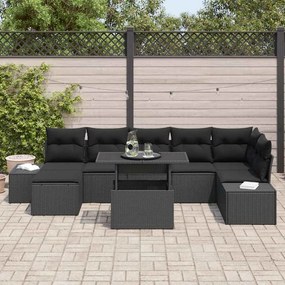 vidaXL Σετ Καναπέ Κήπου με μαξιλάρι 8 pcs Μαύρο