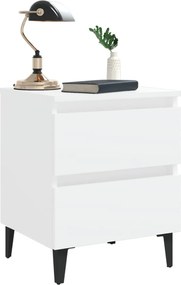 vidaXL Κομοδίνο Λευκό 40 x 35 x 50 εκ. από Επεξ. Ξύλο