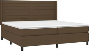 vidaXL Κρεβάτι Boxspring με Στρώμα Σκούρο Καφέ 200x200 εκ. Υφασμάτινο