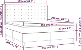 vidaXL Κρεβάτι Boxspring με Στρώμα Κρεμ 160x200 εκ. Υφασμάτινο