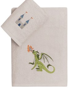 Πετσέτες Παιδικές Poldo (Σετ 2τμχ) White-Green Kentia Σετ Πετσέτες 70x125cm 100% Βαμβάκι