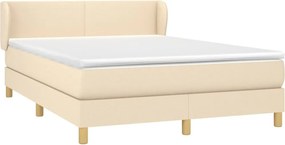 vidaXL Κρεβάτι Boxspring με Στρώμα Κρεμ 140x200 εκ. Υφασμάτινο