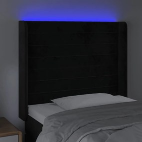 Κεφαλάρι Κρεβατιού LED Μαύρο 103x16x118/128 εκ. Βελούδινο - Μαύρο