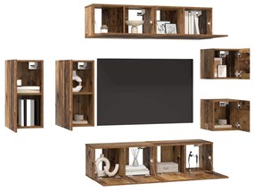 vidaXL Σετ επίπλου τηλεόρασης 8 pcs Παλαιό ξύλο 30.5 x 30 x 60 εκ.