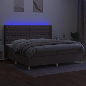 ΚΡΕΒΑΤΙ BOXSPRING ΜΕ ΣΤΡΩΜΑ &amp; LED TAUPE 200X200 ΕΚ. ΥΦΑΣΜΑΤΙΝΟ 3139145