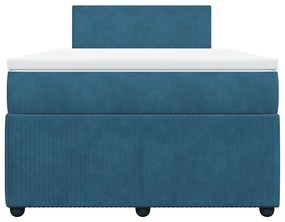 vidaXL Κρεβάτι Boxspring με Στρώμα Μπλε 120x200 εκ. Βελούδινο