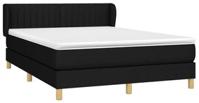 Κρεβάτι Boxspring με Στρώμα Μαύρο 140x190 εκ. Υφασμάτινο - Μαύρο