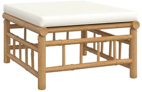 vidaXL Σαλόνι Κήπου Σετ 8 τεμ. από Μπαμπού με Λευκά Κρεμ Μαξιλάρια