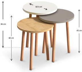 Βοηθητικά τραπεζάκια Roma Megapap χρώμα λευκό - cappuccino - oak