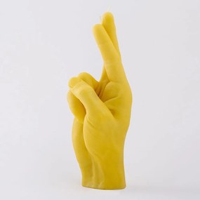 Κερί Crossed Fingers 22x9x8 Yellow Candle Hand Paraffin