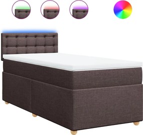 vidaXL Κρεβάτι Boxspring με Στρώμα Σκούρο Καφέ 80x200 εκ. Υφασμάτινο