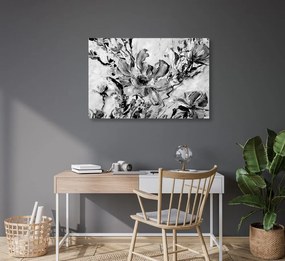 Εικόνα ζωγραφισμένα καλοκαιρινά λουλούδια σε μαύρο & άσπρο - 90x60