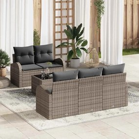 vidaXL Σετ Καναπέ Κήπου 6 pcs Γκρι 55 x 55 x 37 εκ Πολυ ράταν