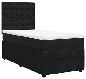 vidaXL Κρεβάτι Boxspring με Στρώμα Μαύρο 100x200 εκ. Βελούδινο