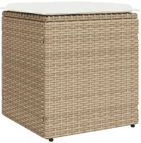 vidaXL σκαμπό κήπου με μαξιλάρια 2 τεμάχια Μπεζ 40x40x43 cm