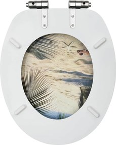 vidaXL Καλύμματα Λεκάνης με Soft Close 2 τεμ. Σχέδιο Παραλία MDF