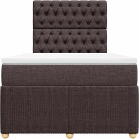 vidaXL Κρεβάτι Boxspring με Στρώμα Σκούρο Καφέ 120x190 εκ Υφασμάτινο