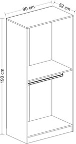 Διφυλλη Ντουλαπα Λευκο KALEO MEMBRAN 52x90x190