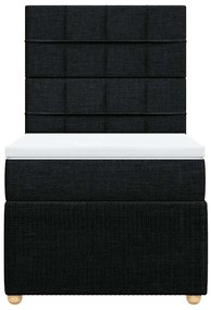 vidaXL Κρεβάτι Boxspring με Στρώμα Μαύρο 90x190 εκ.Υφασμάτινο