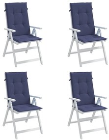 Μαξιλάρια Καρέκλας με Πλάτη 4 τεμ. Ναυτικό Μπλε Υφασμάτινο - Μπλε