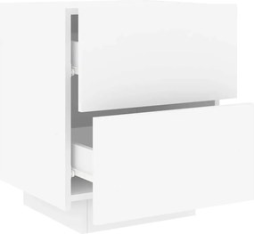 vidaXL Κομοδίνα με Φώτα LED 2 τεμ. Λευκά από Επεξεργασμένο Ξύλο