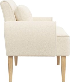 vidaXL Love seat με κουμπιά Κρεμ 117 x 67 x 77 εκ. Μπουκλέ