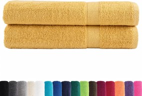 vidaXL Πετσέτες Premium SOLUND 2 τεμ. Χρυσές 100x200 εκ. 600 γρ./μ²