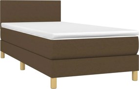vidaXL Κρεβάτι Boxspring με Στρώμα Σκούρο Καφέ 90x200 εκ. Υφασμάτινο