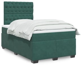Κρεβάτι Boxspring με Στρώμα Σκούρο Πράσινο 120x190εκ. Βελούδινο