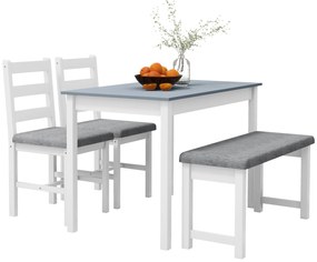 HOMCOM Σετ καθιστικού, 4 τεμαχίων σετ τραπεζαρίας, 1 τραπέζι, 1 πάγκος, 2 καρέκλες, Γκρι + Λευκό