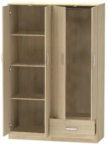 Ντουλάπα ρούχων τετράφυλλη Karter  sonoma μελαμίνης 121x48x180εκ