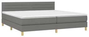 Κρεβάτι Boxspring με Στρώμα Σκούρο Γκρι 200x200 εκ. Υφασμάτινο - Γκρι