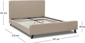 Κρεβάτι Ovelia Megapap υφασμάτινο χρώμα μπεζ 160x200εκ.