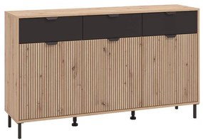 Κομότα - Μπουφές Mayenne 3K3F Artisan Oak - Μαύρο Mατ 157x40x93 εκ. 157x40x93 εκ.