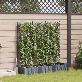 vidaXL Γλάστρα Κήπου με Πλέγμα 3 τμχ Γκρι 120x40x125.5 εκ.