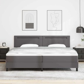vidaXL Κρεβάτι με ελατήρια με στρώμα Γκρι 200 x 200 cm Τεχνητό δέρμα