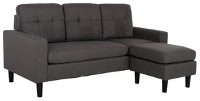 CORNER SOFA 3-SEATER  GREY FABRIC-TALL BLACK LEGS 182x122x90Hcm.