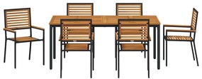 vidaXL Σέτ φαγητού για κήπο 7 pcs Μαύρο και Καφέ συνθετικό ρατάν