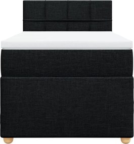 vidaXL Κρεβάτι Boxspring με Στρώμα Μαύρο 90x190 εκ.Υφασμάτινο