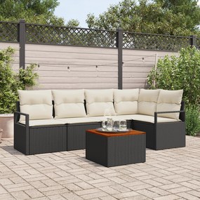 vidaXL Σετ Καναπέ Κήπου 6 pcs Μαύρος, λευκός Μέγεθος