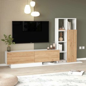 Έπιπλο Τηλεόρασης Φυσικό / Λευκό DRIBEL 201.2x29.5x123.6